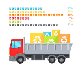 Infographic Truck with Waste Vector Illustration