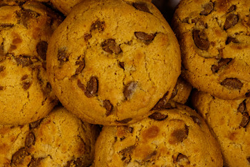Background of the tasty chocolate chip cookies