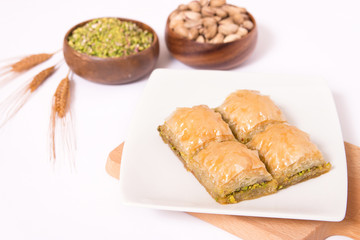 baklava portion with wheat spike