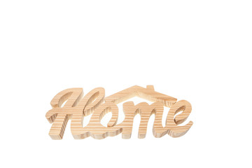 Home sweet home, wood text isolated on white background with copy space