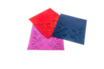 Handcrafted gift card cut out of multicolor designer paper
