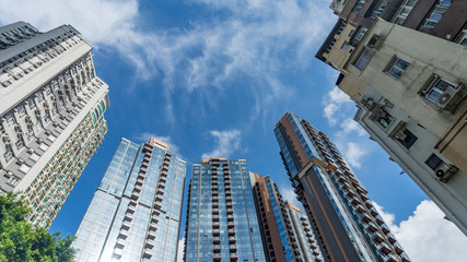 Fototapeta na wymiar skyscrapers under a cloudy sky, Hong Kong.
