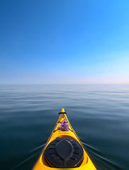 The bow of the sea kayak on the background of the sea.