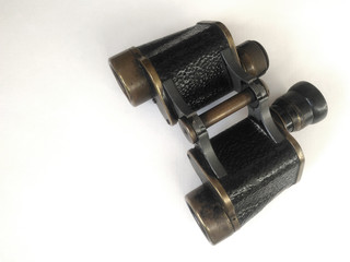Binoculars black isolate. Vintage optics.