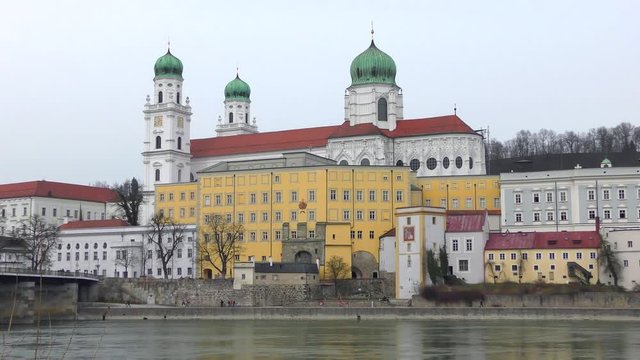4K footage of Passau, Germany, from the South. Passau is also known as the "City of Three Rivers," because the Danube is joined here by the Inn and the Ilz