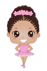 Kid Girl Black Ballet Illustration