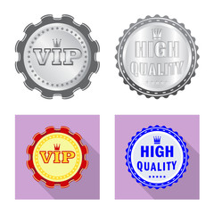 Vector illustration of emblem and badge sign. Set of emblem and sticker stock symbol for web.