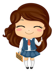 Kid Girl Chess Player Illustration