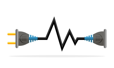 Wire plug and socket icon. Vector illustration.