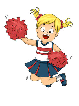 Kid Girl Cheerleader Jump Illustration