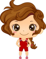 Kid Girl Wrestler Illustration