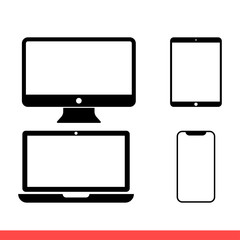 Responsive vector icon, computer symbol. Simple, flat design for web or mobile app
