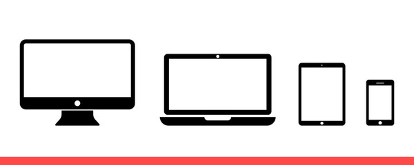 Responsive vector icon, computer symbol. Simple, flat design for web or mobile app