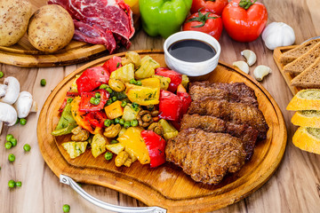 meat steak with vegetables