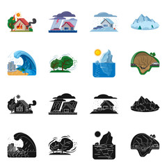 Vector design of natural and disaster icon. Set of natural and risk stock vector illustration.