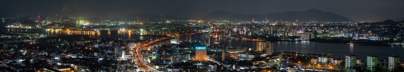 Fototapeta na wymiar 北九州工業地帯パノラマ夜景