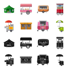 Vector design of market and exterior symbol. Set of market and food stock vector illustration.