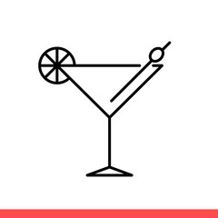 Cocktail vector icon, martini symbol. Simple, flat design for web or mobile app