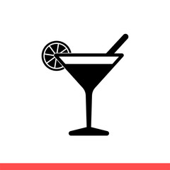 Cocktail vector icon, martini symbol. Simple, flat design for web or mobile app
