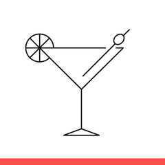 Cocktail vector icon, martini symbol. Simple, flat design for web or mobile app
