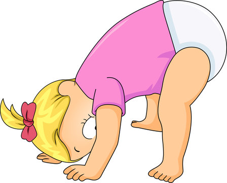 baby bending over pink outfit clip art preview