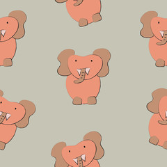 Elephants seamless pattern vector illustration