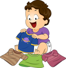 Kid Toddler Boy Choose Shirts Illustration