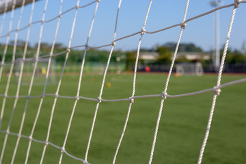 Detail of a Net of a Goal on a Soccer Pitch