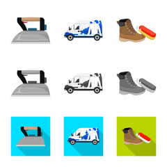 Vector design of laundry and clean icon. Collection of laundry and clothes stock symbol for web.