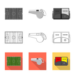 Vector illustration of soccer and gear sign. Set of soccer and tournament stock symbol for web.