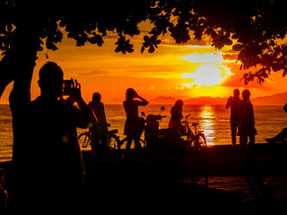 Sunset on Karon beach Phuket Thailand