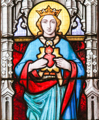 Fototapeta na wymiar Stained Glass - Mother Mary and the Sacred Heart
