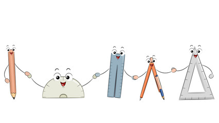 Mascot Math Tools Illustration - obrazy, fototapety, plakaty