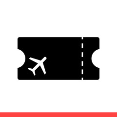 Plane ticket vector icon, travel symbol. Simple, flat design for web or mobile app
