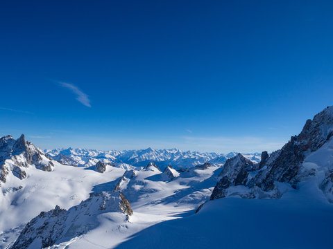 Amazing winter landscape and ski resort in French Alps, Les Menuires, 3 Vallees, France, Europe. January, 2018