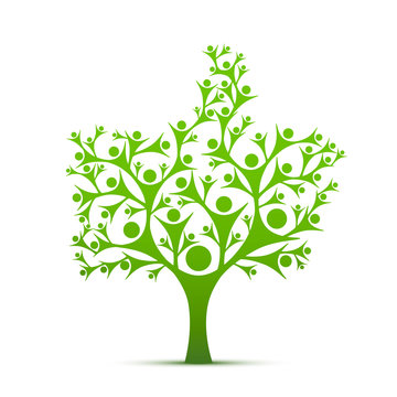 People tree sign like color green on the white background. Vector illustration