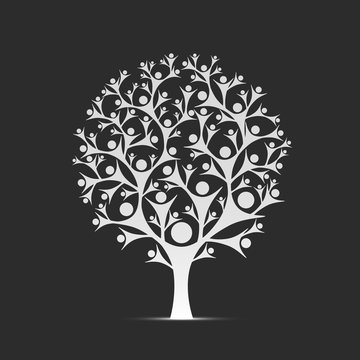 People tree sign color black on the white background. Vector illustration