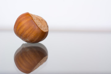 Hazelnut in shells on the table