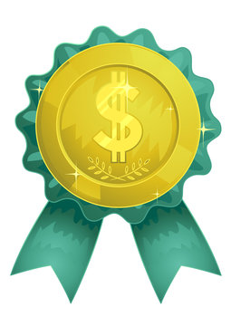 recommend clip art: Gold Coin Dollar Ribbon Award Illustration