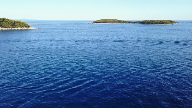 Drone footage of water and islands in Croatia