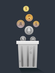 Trash Can Spend Toys Waste Illustration