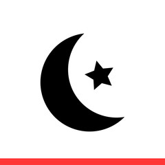 Moon star vector icon, night symbol. Simple, flat design for web or mobile app
