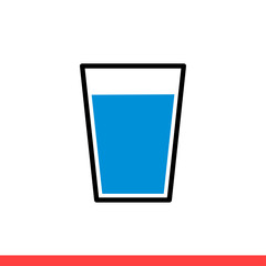 Water glass vector icon, cup symbol. Simple, flat design for web or mobile app