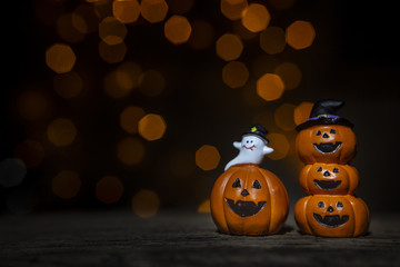 Halloween pumpkins and bokeh background