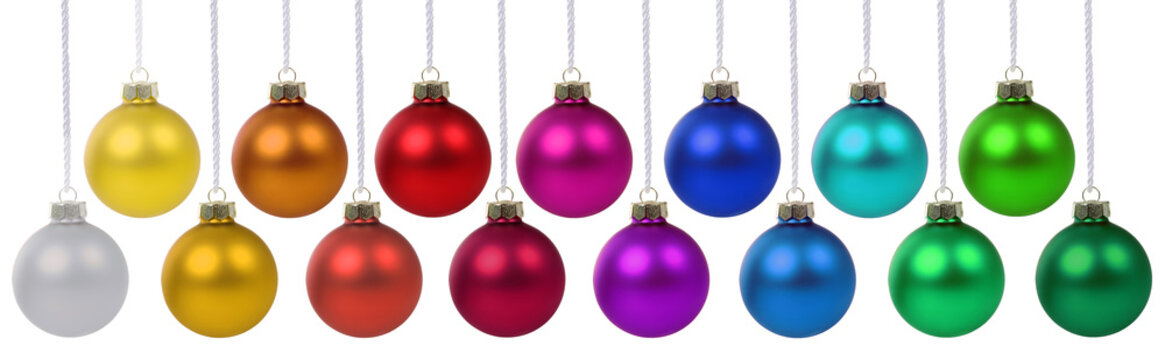 Weihnachten Weihnachtskugeln Banner Weihnachts Farben Kugeln Dekoration h&auml;ngen Freisteller