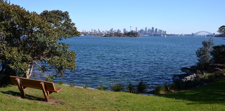 View of Sydney skyline and Sydney Harbour from Nielsen Park.