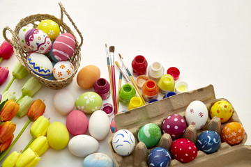 Easter Holiday on white wooden