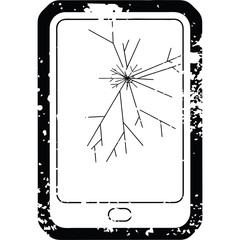 Distressed effect broken electronic tablet vector icon