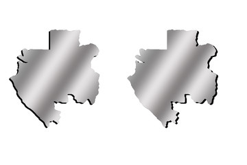 Gabon illustration of a contour map with metallic gradient and black shadow on white isolated background