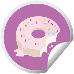bitten frosted donut graphic circular sticker
